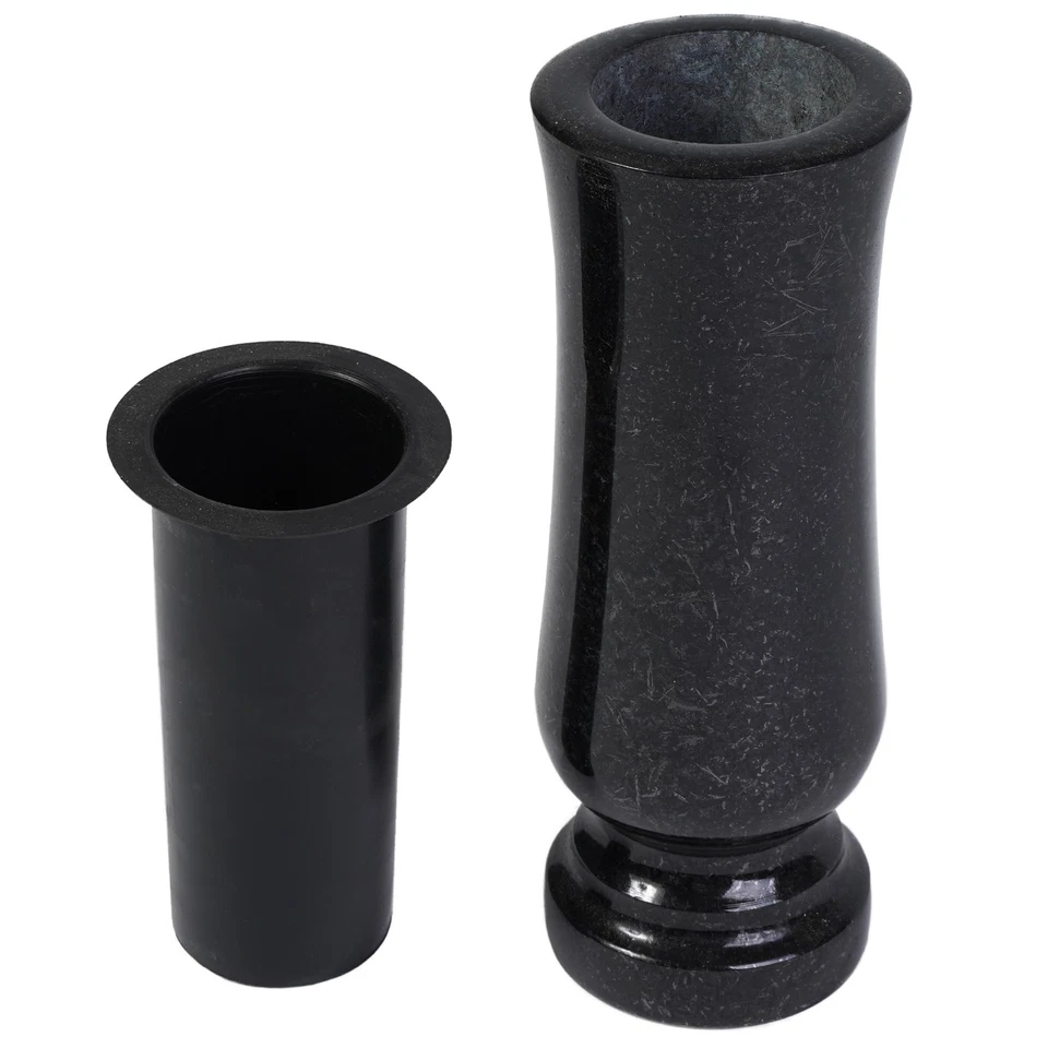 Grab-Vase hochwertig aus Granit Nero Angola Friedhof-Vase Grab-Schmuck Bumenvase - Bild 3 von 4