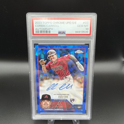 2023 Topps Chrome Update Sapphire Corbin Carroll RC Rookie AUTO #097/199 PSA 10