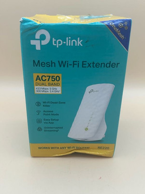 TP Link Mesh Wifi Extender AC750 Dual Band Wi-Fi Range Extender RE220 New