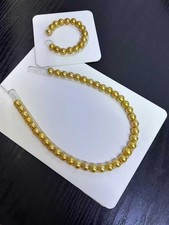 The best 10-12mm strong gold Australian South Sea Pearl Necklace & Bracelet