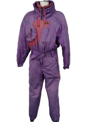 Luhta Vintage Ski Suit Women's UK 8 Purple Pink Insulated Retro Belted Winter