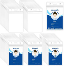 Abeyath 200 Pack Extra Thick ID Badge Holder Vertical Clear ID Card Holder with