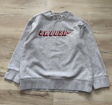 Vintage 2000s Nike Swoosh Sweatshirt Gray with Embroidered Logo Kids Small 8