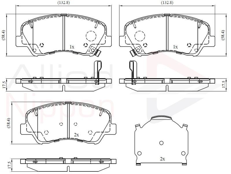 Brake Pad Set For Disc Front Fits Hyundai Accent Kia ALLIED NIPPON ADB32493