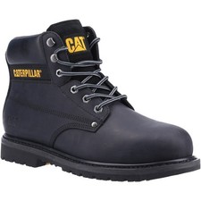Image of Mens CAT Safety Boots Powerplant S3 Wide Steel Toe Cap Leather Industrial
