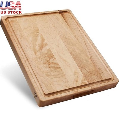 Durable Maple Cutting Board Reversible W/ Juice Groove Perfect Meal Prep New