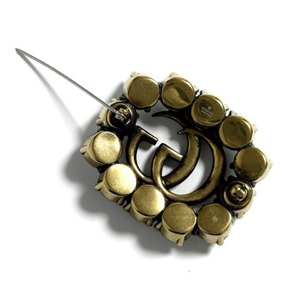 Gucci Women's Metal Double G Brooch Badge with Crystals | eBay