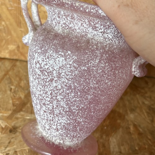 Vintage Italian Seguso Vetri d'Arte? Scavo Murano Pink Glass Vase Handle 14cm - Picture 5 of 6