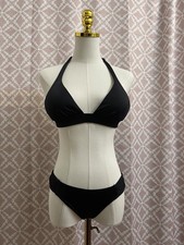 Victoria's Secret Black Bikini Set Halter Top Small S Brazilian Bottoms XS Mix