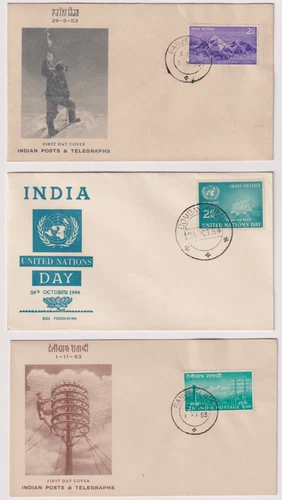 1953 - 1954 India Postal First Day Covers (FDC) - Collection / Lot of 3 Covers