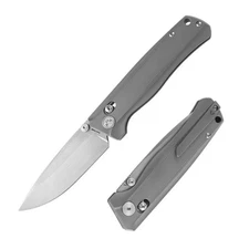 CMB Made Knives Braveman Axis Lock Folding Blade Gray Titanium Handle - CMB-17S