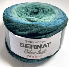 BERNAT Blanket OMBRÉ Yarn. 1pk. OCEAN TEAL OMBRE. I Combine Ship. See Details