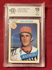 1980 Topps Burger King Nolan Ryan HOF Card graded BCCG 10 Gem MINT -PSA 
