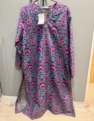 Brand new Khaadi Women Purple Pink Green Floral kurta V-Neck Long Sleeve size 12 - Image 1 of 3