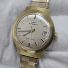 Vintage Timex Viscount Automatic Mens Watch Gold Tone Date 1978 Gold Tone Works