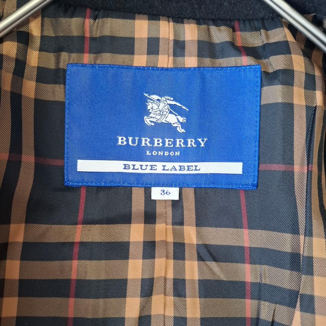 BURBERRY Blue Label Angora Wool Double-Breasted Long Coat Black Size S Small thumbnail 7
