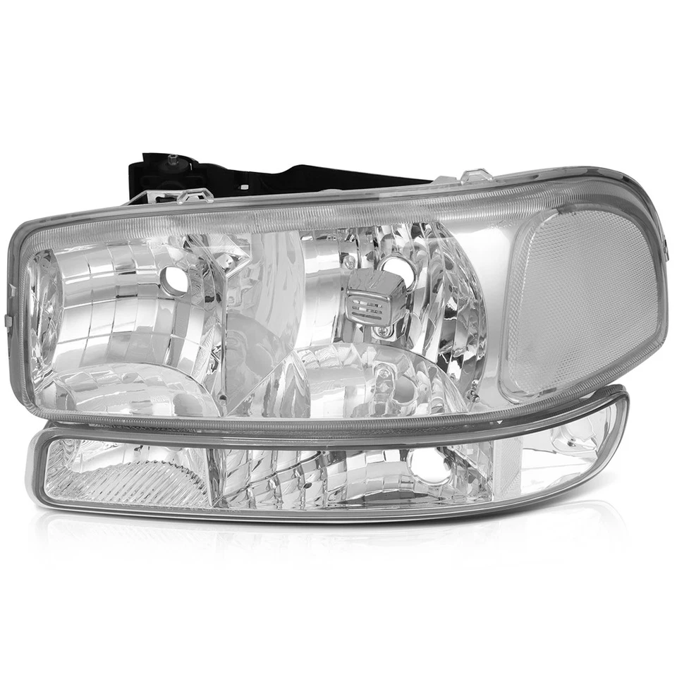 Headlights Assembly Left+Right Fits GMC Sierra 1500 2500 3500 HD Yukon XL Chrome Foto 3 de 4