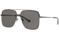 Gucci GG1099SA 001 Sunglasses Men's Ruthenium/Grey Lenses Pilot 61mm
