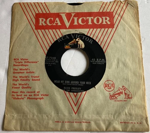 ELVIS PRESLEY 1959 Unplayed Looking Wear My Ring Around Your Neck 45 & sleeve NM