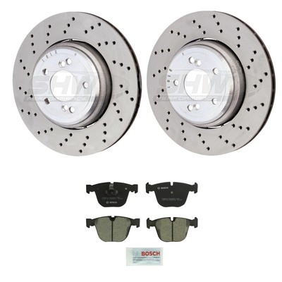 SHW Rear Rotors Bosch Quietcast Ceramic Disc Brake Pad Kit For E90 E92 E93 M3