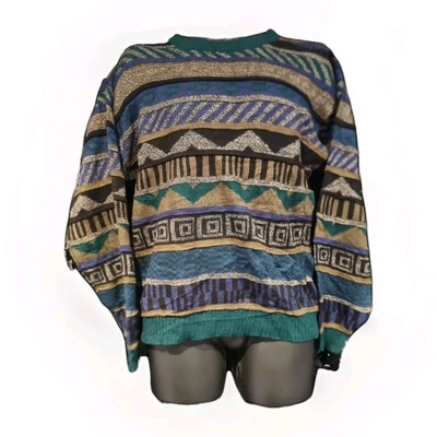 Vintage Pullover Graphix Herren M 100% Acryl Abstrakt Webart Coogi Style