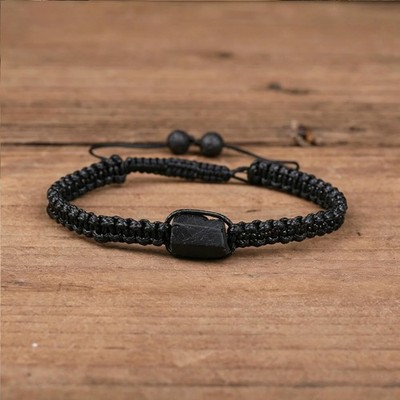 Natural Raw Black Tourmaline Beaded Crystal Protection Handmade Healing Bracelet