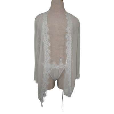  Frederick s of Hollywood  Stephanie  Sheer Lace Robe & Thong Set 