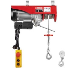 TEENO Elektrischer Flaschenzug 1450W Seilwinde 400/800kg 220V Hebezeug Kran Rot