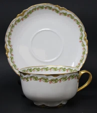 Haviland Clover Leaf Cup and Saucer Set Limoges France Gilded