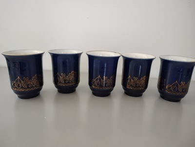 Novgorod Cobalt Blue Porcelain Russian  Small Glasses set of 5