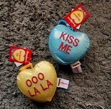 Sweethearts Backpack Clip Plush Heart Gold Blue KISS ME OOO LA LA 2023