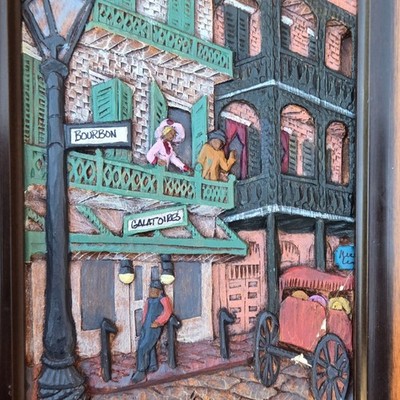 New Orleans Galatoires Woodgraph Wall Art Framed AS IS Dore