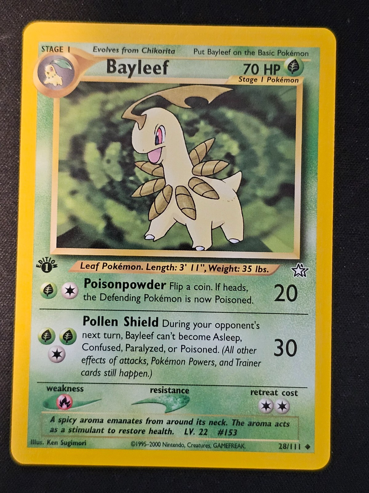 Pokemon TCG Bayleef 28 Neo Genesis 1st Edition Mint Near Mint (non-holo)