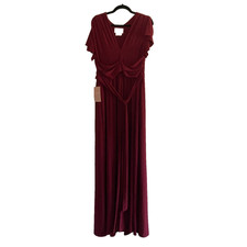 BHLDN Dress Mendoza Maxi Red Burgundy Women 14 Formal Wedding Holiday Modest