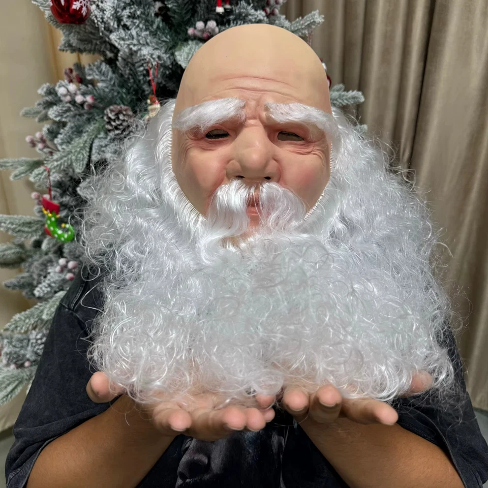 Máscara de látex para Papai Noel adulto | Engraçado careca velho fantasia de Natal adereço presente - Imagem 2 de 4