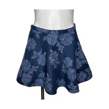 ABERCROMBIE  FITCH Ruffle Mini Skirt Navy Blue Floral Print Size Medium