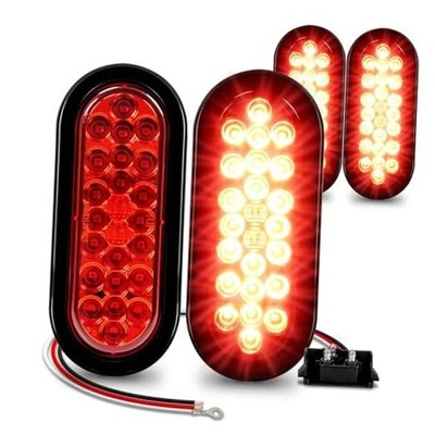 TRUE MODS 4pc 6'' Oval LED Trailer Tail Light Kit [DOT FMVSS 108] 4 Pack Red