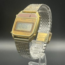 Orologio ALBA Y486-402A Vintage Sveglia Digitale Cronografo Doppio Tempo Tono Oro W024