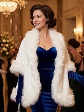 Elegantly Plush White Faux Fur Evening Wrap / Bridal Shawl One Size 