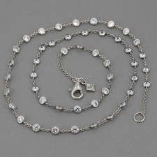 Retired Silpada 22" Sterling Silver Bezel-Set CZ RAINDROPS Chain Necklace N1962