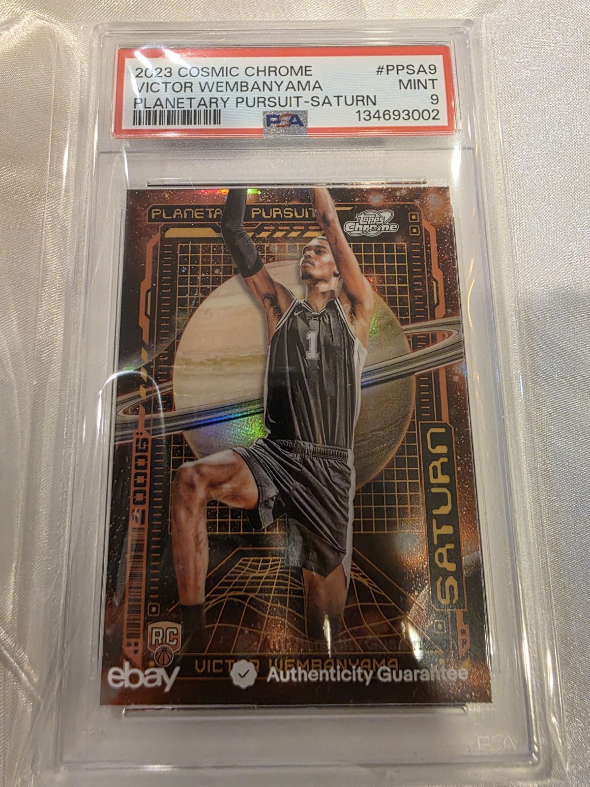2023 Topps Cosmic Chrome Victor Wembanyama Planetary Pursuit Saturn Rookie PPSA9