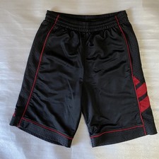 Adidas Athletic Shorts Men's M Black Mesh Red Trim Elastic Waist Drawstring