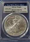 2015 (W) American Silver Eagle Uncirculated PCGS MS 70