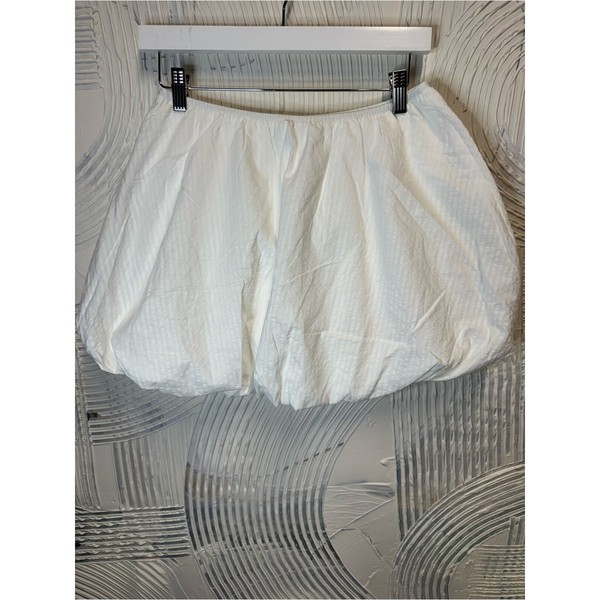 MINKPINK Alexa Bubble Mini Skirt White Size S Seersucker Puff Hem N0965