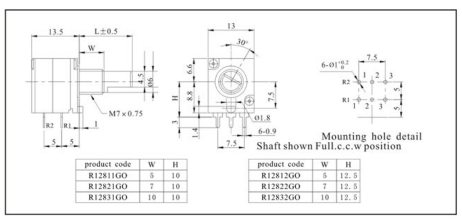 B50K Dual-Gang Potentiometer Volume Switch 6-Pin for HiVi M200MKII Speakers
