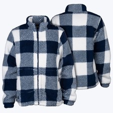 Mobile Warming Womens Upland Sherpa Blue Plaid Printed Long Jacket Kit Medium