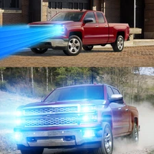Para For GMC Sierra 1500 2500 3500 2007-2013 Kit de faros LED+focos 8000K  BLUE
