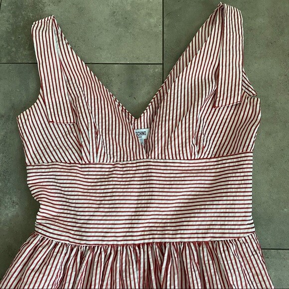Women's $995 Moschino Jeans Donna red striped dress size 6