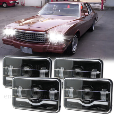 4PCS 4x6'' LED Headlights Hi/Lo DRL For Chevrolet Monte Carlo 1980-1988 El Camino