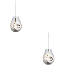 Image of 2 PACK Hanging Ceiling Pendant Light Chrome Metallic Glass & Chrome 10W LED E27